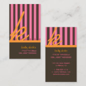 Monogramm Orange/Rosa/Schokoladenstreifen Visitenkarte (Vorne/Hinten)