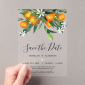 Monogramm Orange Save the Date Acryleinladungen (Insitu (Handheld))