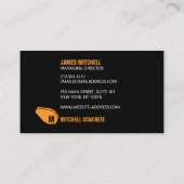 Monogramm-Orange/Schwarze Visitenkarte des Betonmi Telefonnummerkarte (Rückseite)