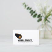 Monogramm-Orange/Schwarze Visitenkarte des Betonmi Telefonnummerkarte (Stehend Vorderseite)