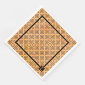 Monogramm Orange-Schwarzes Retro-Muster Serviette (Ecke)