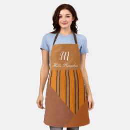 Monogramm Orange Streifen Braun Herbstfarben Schürze