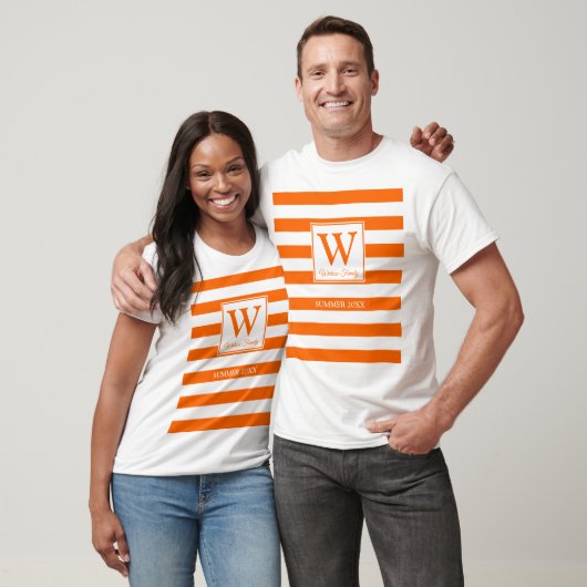 Monogramm | Orange Streifen | Fun Modern T-Shirt (Unisex)