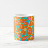Monogramm Orange und Blauer Leopard Kaffeetasse (Mittel)