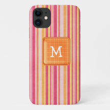 Monogramm Orange und Rosa Streifen