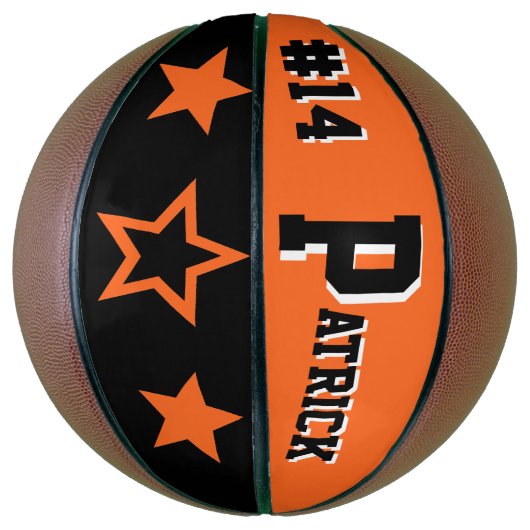 Monogramm Orange und Schwarz Basketball (Vertikal)