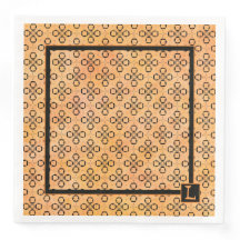 Monogramm Orange- und Schwarz-Retro-Muster
