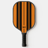 Monogramm Orange und schwarze Streifen Pickleball Schläger (Vorderseite)