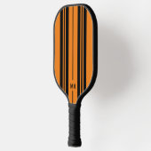 Monogramm Orange und schwarze Streifen Pickleball Schläger (Links)