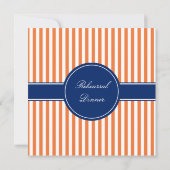 Monogramm Orange und weiße Streifen mit Royal Blue Einladung (Rückseite)