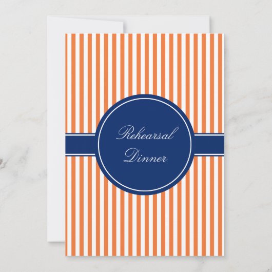 Monogramm Orange und weiße Streifen mit Royal Blue Einladung (Rückseite)