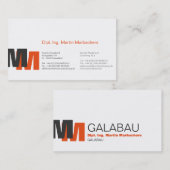 Monogramm Orange Visitenkarte (Vorne/Hinten)