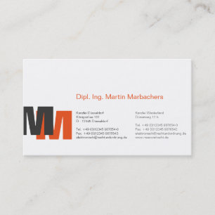 Monogramm Orange Visitenkarte