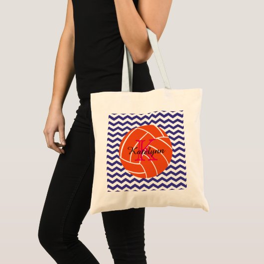 Monogramm-orange Volleyball-Taschen-Tasche Tragetasche (Vorderseite (Produkt))