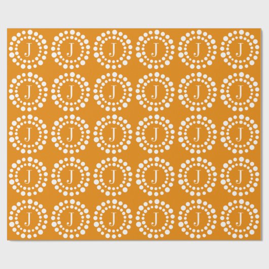 Monogramm Orange Wrapping Paper Geschenkpapier (Flach)