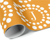 Monogramm Orange Wrapping Paper Geschenkpapier (Rolleneckpunkt)