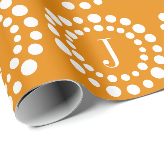 Monogramm Orange Wrapping Paper Geschenkpapier (Rolleneckpunkt)
