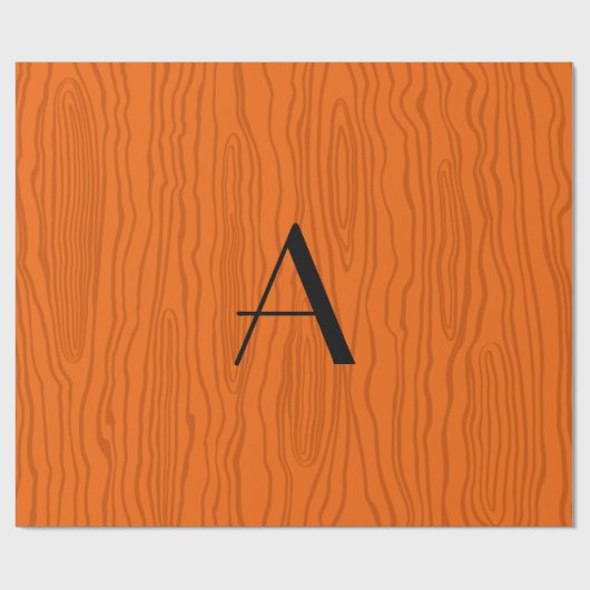 Monogramm-Orangen-Imitat Geschenkpapier (Flach)