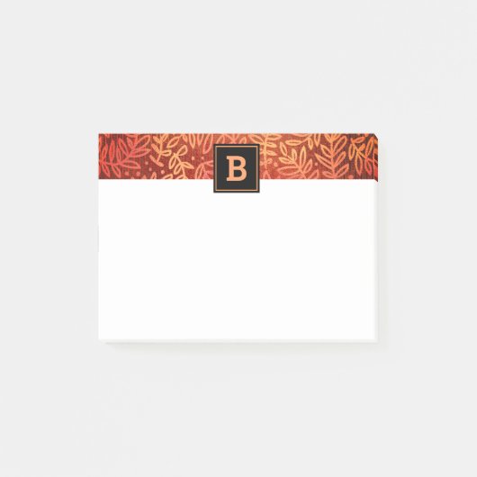 Monogramm-Orangenblatt-Muster modern Post-it Klebezettel (Vorderseite)