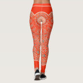 Monogramm Oriental Orange Red Arabesques Leggings (Rückseite)
