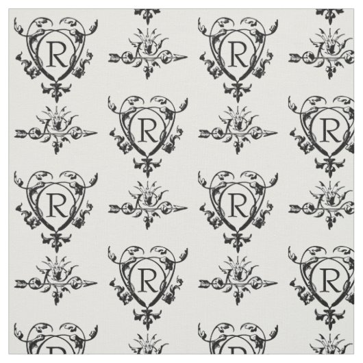 Monogramm-Ornament-Herzen- und Pfeile-Muster Stoff (Muster)