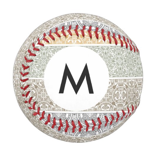 Monogramm-Ornamentalmuster Baseball (Vorderseite Links)