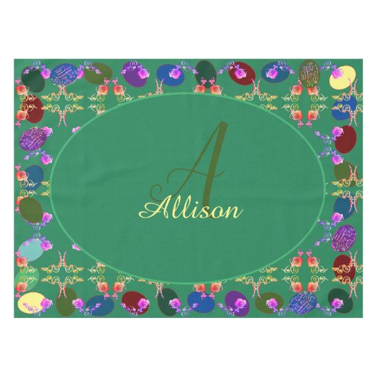 Monogramm Ostereier Rose Gemustert Tablette Tischdecke (Vorderseite (Horizontal))