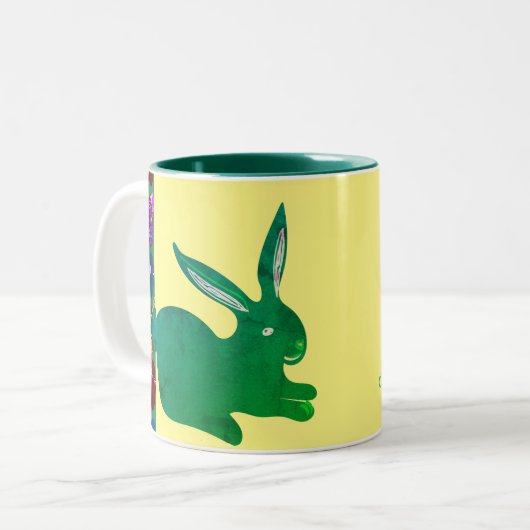 Monogramm Ostersonnengebäck & Eiergebäck Rose Gemu Zweifarbige Tasse (Vorderseite Links)