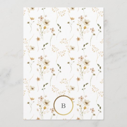 Monogramm Oval getrocknete Wildblume Einladung (Rückseite)