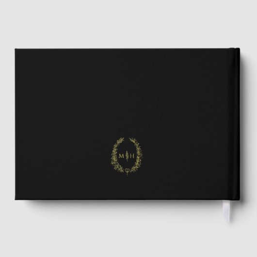 Monogramm ovale Blätter goldene Hochzeit Gästebuch (Rückseite)