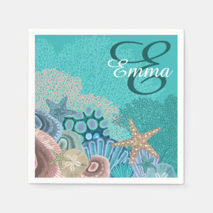 Monogramm-Ozean-Riff mit Starfish Serviette