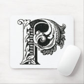 Monogramm P, Buchstabe P, Alphabet P, Schwarz und Mousepad (Mit Mouse)