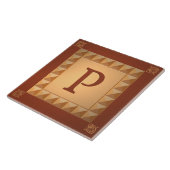 Monogramm P: Intarsieneffekt Anfangsbuchstabe und Fliese (Seite)