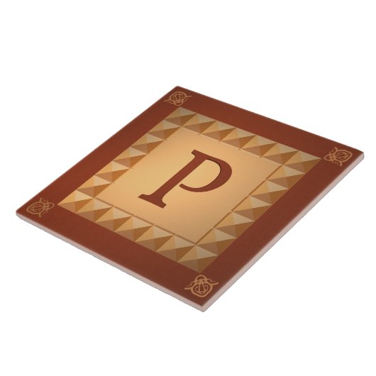 Monogramm P: Marquetrie-Effekt Initial und Muster Fliese (Seite)