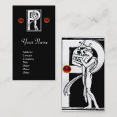MONOGRAMM P SCHREIBEN ANTIQUE Schwarz-weiß Visitenkarte (Vorne/Hinten)