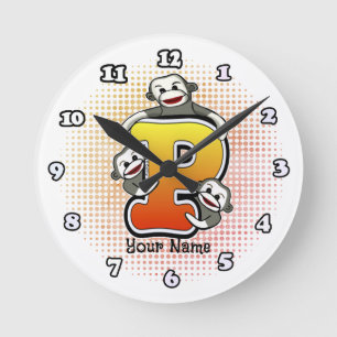 Monogramm P Sock Monkey Uhr