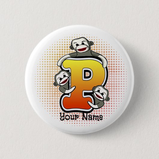Monogramm P Sockenaffe Button (Vorderseite)