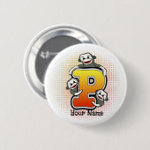 Monogramm P Sockenaffe Button (Vorne & Hinten)