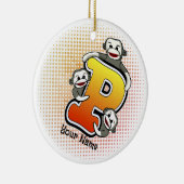 Monogramm P Sockenaffe  Keramik Ornament (Rechts)