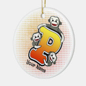 Monogramm P Sockenaffe  Keramik Ornament (Links)