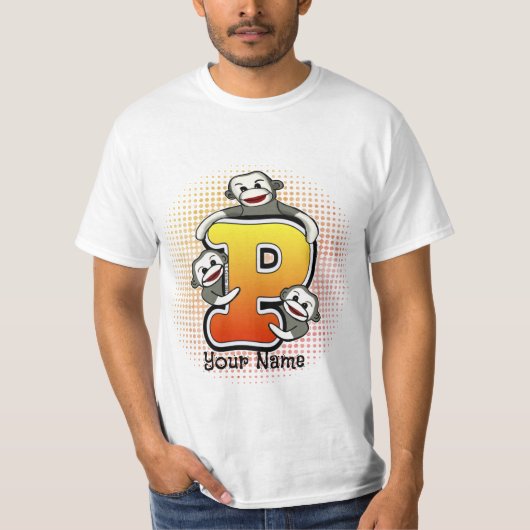 Monogramm P Sockenaffe T-Shirt (Vorderseite)