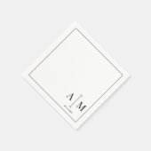 Monogramm Paar Datum Einfacher Rahmen Hochzeit Serviette (Ecke)
