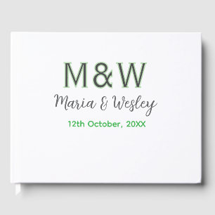 Monogramm Paar grau grün modern romantisches Datum Gästebuch