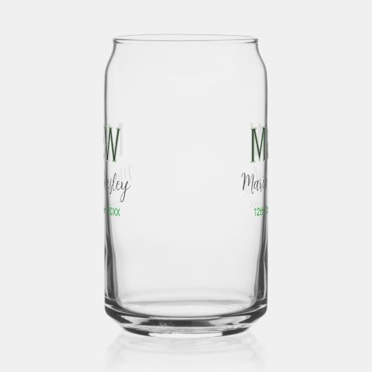 Monogramm Paar graugrüne moderne romantische Datum Dosenglas (Rechts)