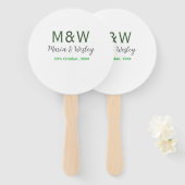 Monogramm Paar graugrüne moderne romantische Datum Fächer (Vorne und Hinten)