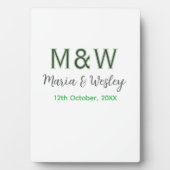 Monogramm Paar graugrüne moderne romantische Datum Fotoplatte (Vorderseite)