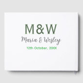 Monogramm Paar graugrüne moderne romantische Datum Gästebuch (Rückseite)