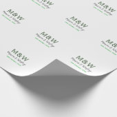 Monogramm Paar graugrüne moderne romantische Datum Geschenkpapier (Ecke)