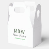 Monogramm Paar graugrüne moderne romantische Datum Geschenkschachtel (Geöffnet)