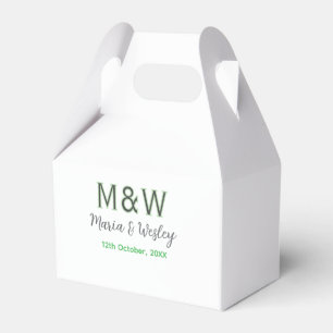 Monogramm Paar graugrüne moderne romantische Datum Geschenkschachtel